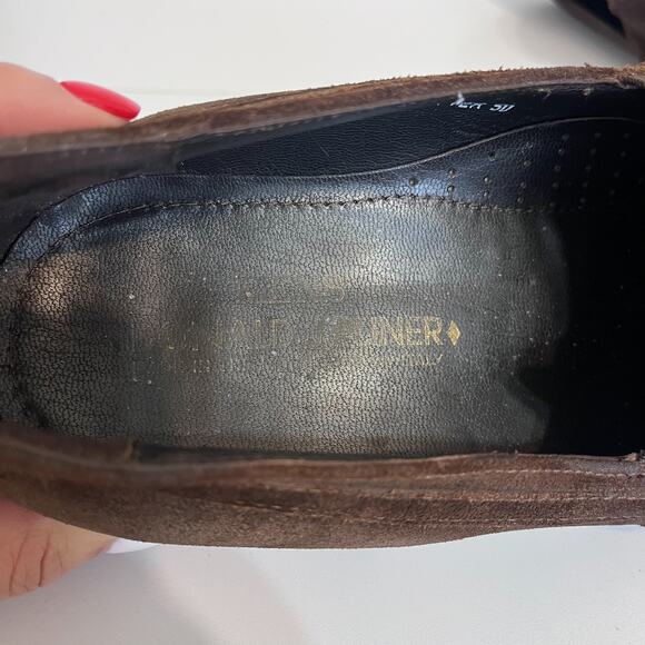 Donald J Pliner Cutter Mens Penny Loafers Size 11M Chocolate Brown Suede Slip On - Picture 11 of 12